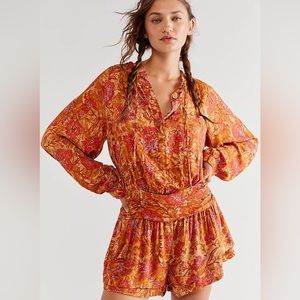 Free People Dance 'Til Dawn Romper in Floral Print NWT size S